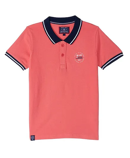 Monte Carlo Half Sleeves Solid Polo Tee - Pink