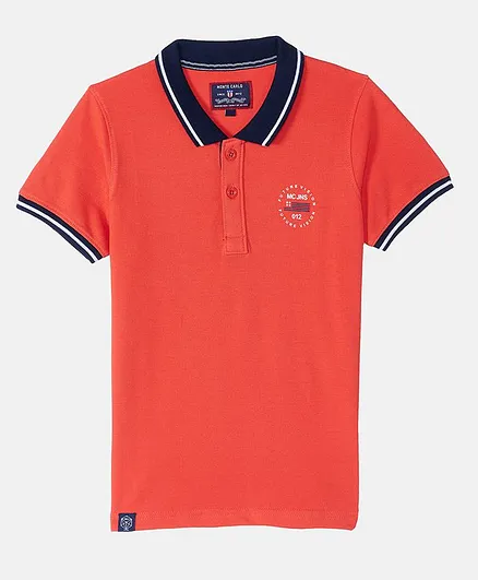 Monte Carlo Half Sleeves Solid Polo Tee - Orange