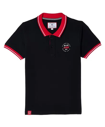 Monte Carlo Half Sleeves Solid Polo Tee - Black