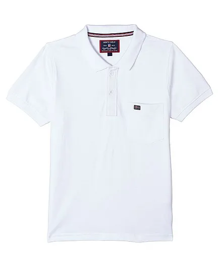 Monte Carlo Half Sleeves Solid Polo Tee - White