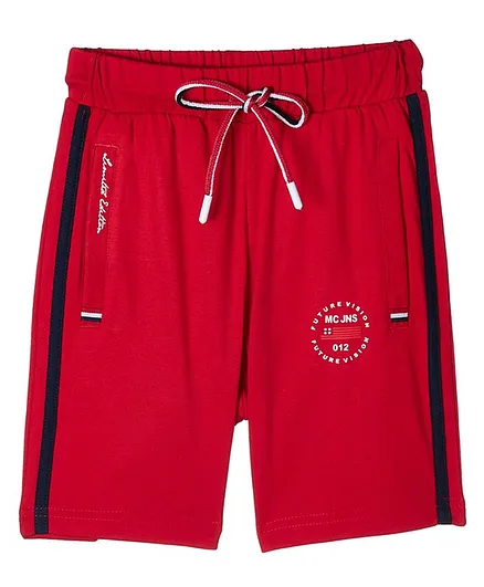 Monte Carlo Text Print Bermuda Shorts - Red