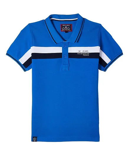 Monte Carlo Half Sleeves Dual Striped Polo Tee - Blue