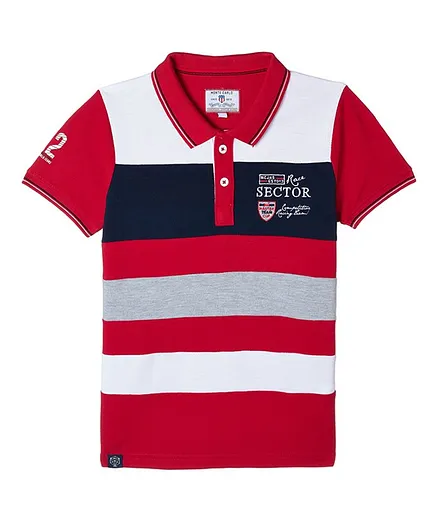 Monte Carlo Striped Short Sleeves Tee - Red