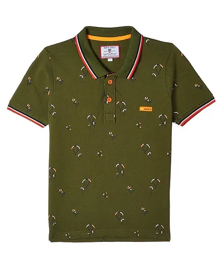 Monte Carlo Short Sleeves Hot Air Balloon Print Tee - Green