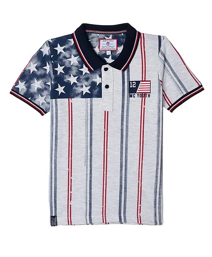 Monte Carlo Short Sleeves Star Print Tee - Grey