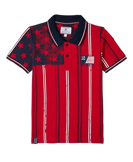 Monte Carlo Short Sleeves Star Print Tee - Red