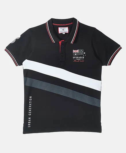 Monte Carlo Half Sleeves Stripe Detailed Tee - Black