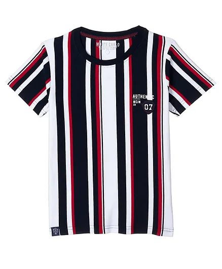 Monte Carlo Striped Half Sleeves Tee - Red