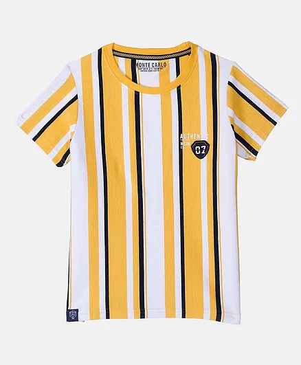 Monte Carlo Striped Half Sleeves Tee - Yellow