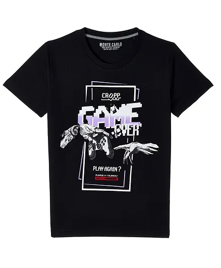 Monte Carlo Half Sleeves Game Print Tee - Black
