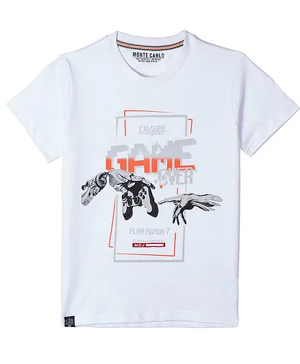 Monte Carlo Half Sleeves Game Print Tee - White