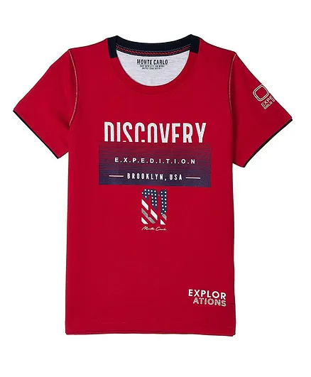 Monte Carlo Half Sleeves Expedition Print Tee - Red