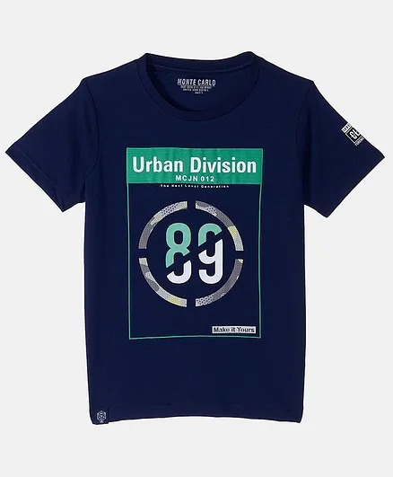 Monte Carlo Half Sleeves Number Printed Tee - Navy Blue