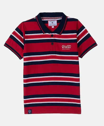 Monte Carlo Half Sleeves Striped Tee - Red