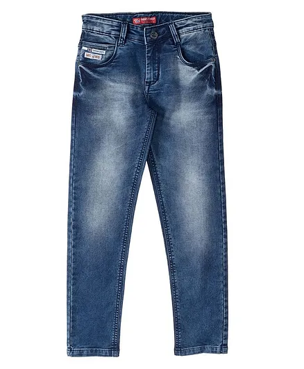 Monte Carlo Full Length Washed Pattern Jeans - Blue