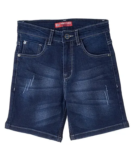Monte Carlo Washed Pattern Shorts - Dark Blue