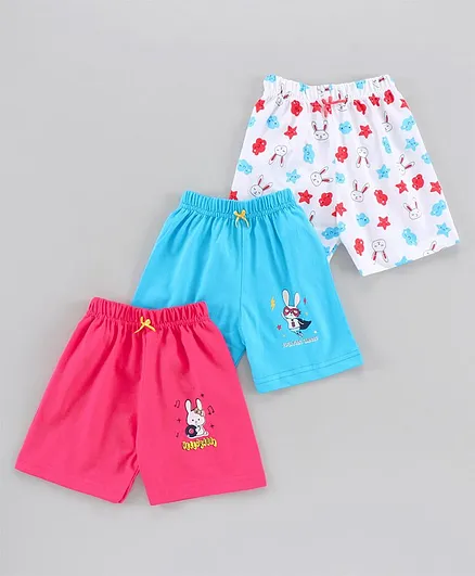 Teddy Knee Length Printed Shorts Pack of 3 - Multicolor
