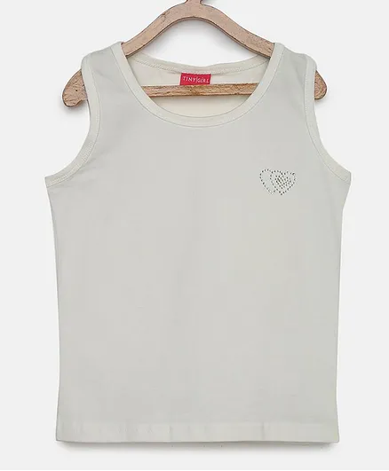 Tiny Girl Sleeveless Solid Tank Top - Cream