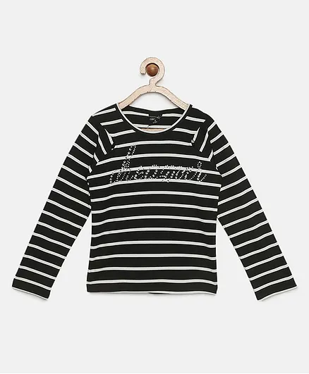 Tiny Girl Full Sleeves Striped Top - Black