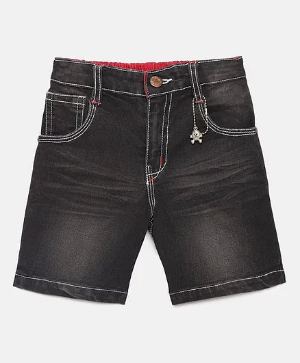 Actuel Solid Denim Shorts - Black