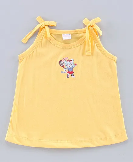 Tango Singlet Tie Up Style Slip Bear Print - Yellow