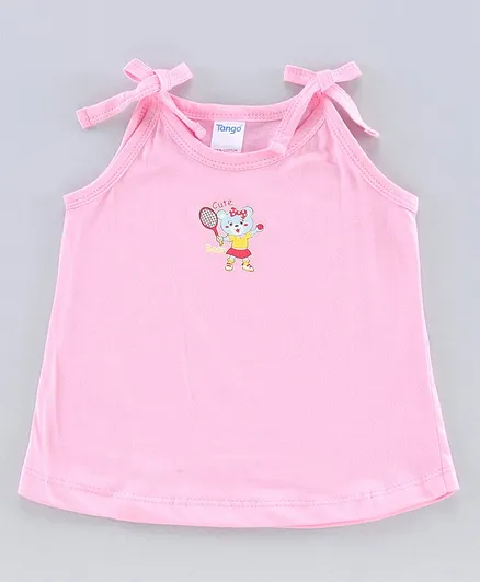 Tango Singlet Tie Up Style Slip Bear Print - Pink