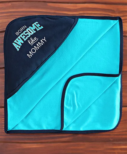 Simply Hooded Towel Text Print - Blue
