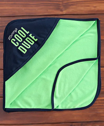 Simply Hooded Towel Text Print - Green