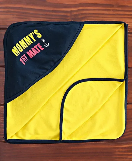 Simply Hooded Towel Text Print - Yellow