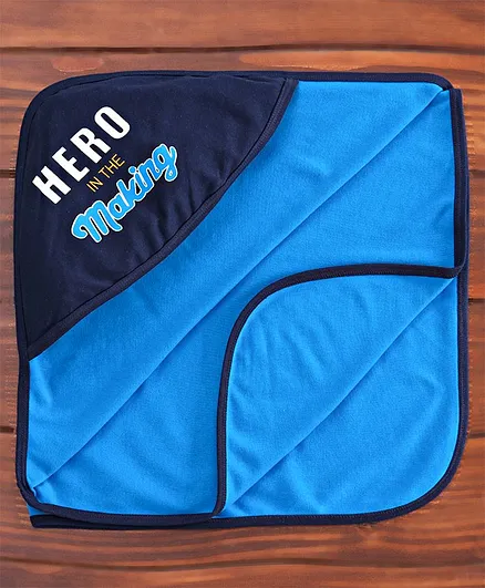 Simply Hooded Towel Text Print - Blue