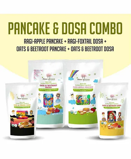 House of Green Ready to Cook Pancake and Dosa Mix Combo of 4 - 200 gm Each