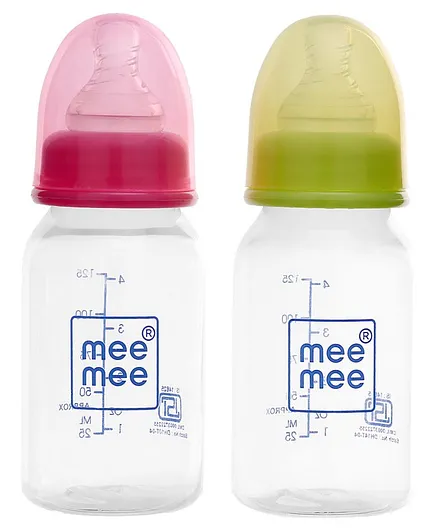Mee Mee Eazy Flo Premium Feeding Bottle Multicolour Pack Of 2 - 125 ml Each