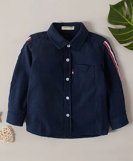 Kookie Kids Full Sleeves Solid Color Shirt - Navy Blue