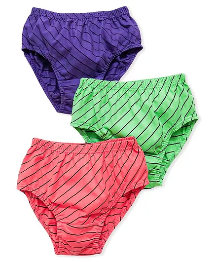 Red Rose Striped Briefs Pack Of 3 - Multicolor