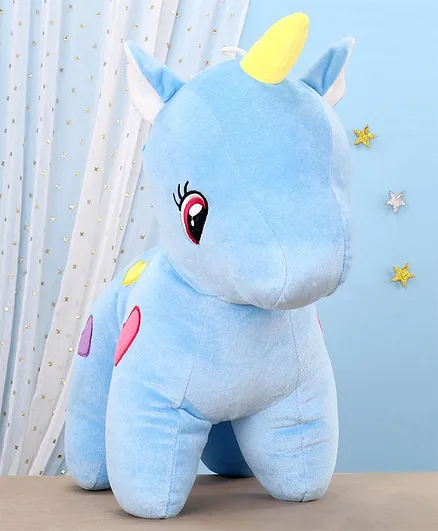 Toytales Soft Toy Unicorn Shape Blue - Length 40 cm