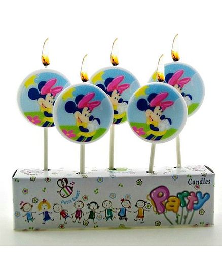 Disney Round Minnie Mouse Toothpick Candles - Pack Of 5