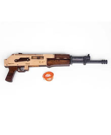 Techny Birds Wooden AK47 Toy Gun - Brown