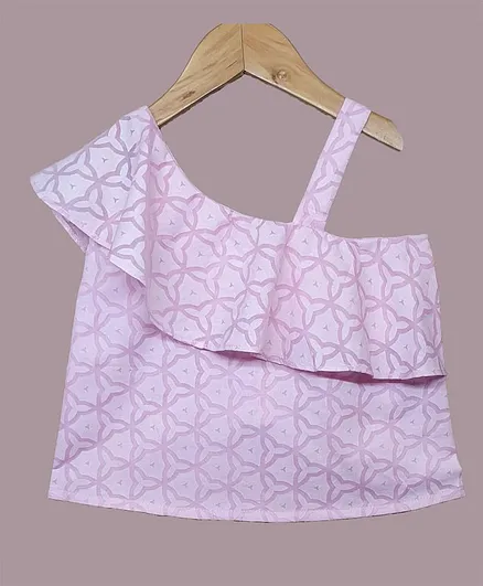 Little Carrot Short Sleeves Self Design Top - Light Pink