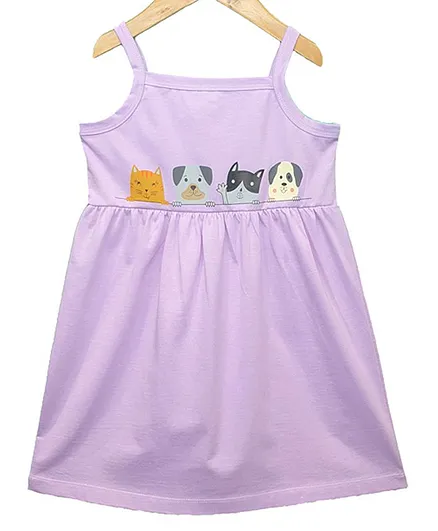 Little Carrot Sleeveless Animals Printed Dress - Purple
