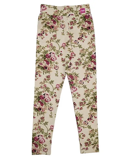 Ziama Flower Print Leggings - Beige