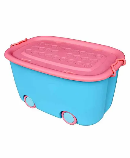 The Little Lookers Multipurpose Storage Box with Wheels and Lid - Blue
