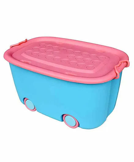 The Little Lookers Multipurpose Storage Box with Wheels and Lid - Blue