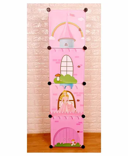 The Little Lookers Cabinet Storage Wardrobe Castle Print - Pink
