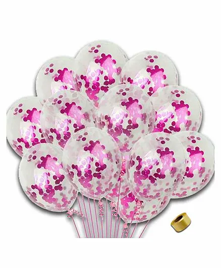 Shopperskart Confetti Balloons with Ribbon Pink - Pack of 11