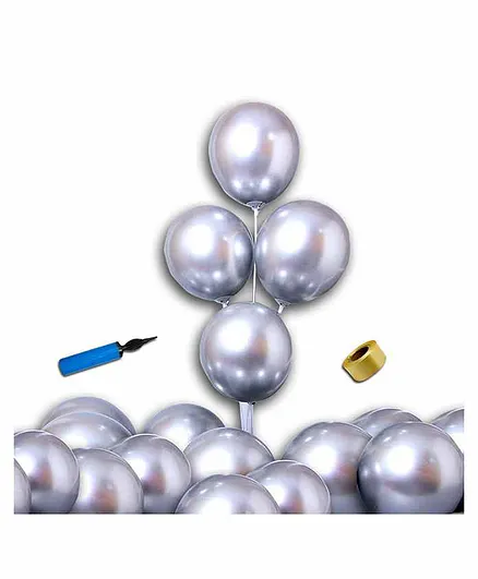 Shopperskart Chrome Balloon Set Grey - Pack of 52