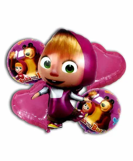 Shopperskart Masha Theme Foil Balloon Set Pack of 5 - Pink