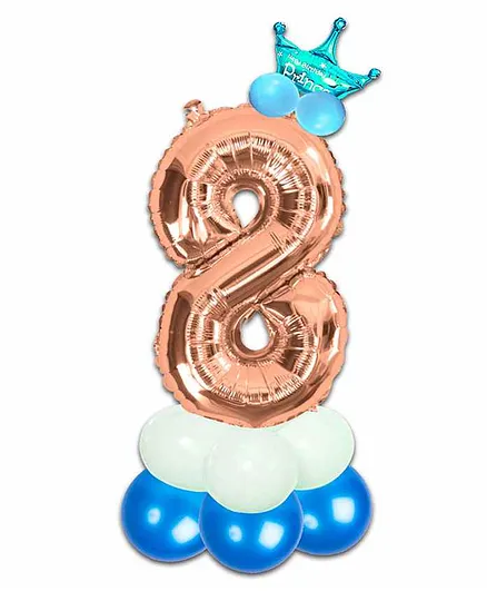 Shopperskart 8th Prince Happy Birthday Balloons Decoration Set Multicolour - Pack of 13