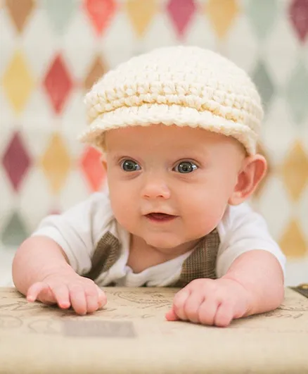 Love Crochet Art Solid Beanie Style Cap - Cream