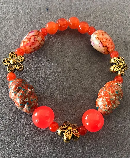 Kalacaree Beads & Shell Detailing Bracelet - Orange