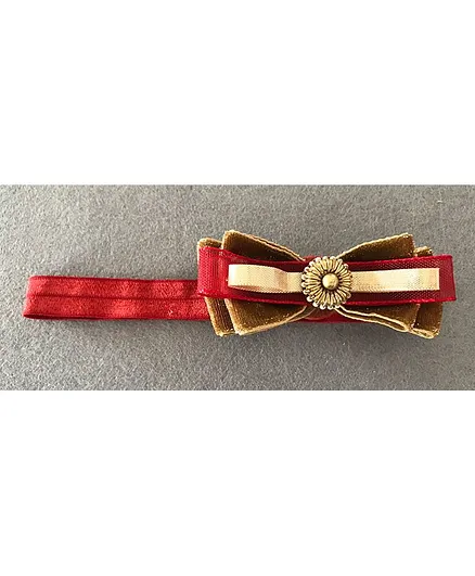 Kalacaree Bow Design Headband - Red & Golden